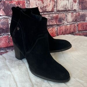 Paul Green Black Suede Heeled Ankle Booties